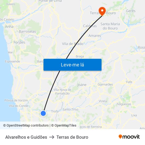 Alvarelhos e Guidões to Terras de Bouro map