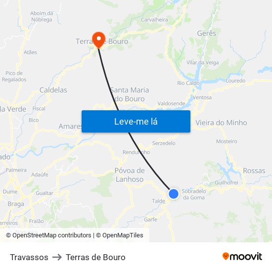 Travassos to Terras de Bouro map