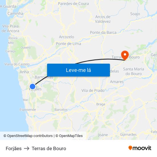 Forjães to Terras de Bouro map