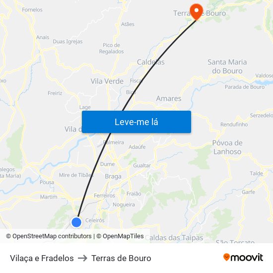 Vilaça e Fradelos to Terras de Bouro map