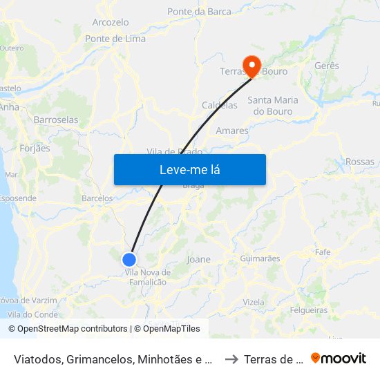 Viatodos, Grimancelos, Minhotães e Monte de Fralães to Terras de Bouro map
