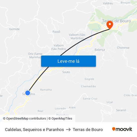 Caldelas, Sequeiros e Paranhos to Terras de Bouro map