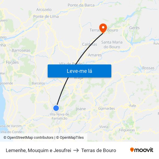 Lemenhe, Mouquim e Jesufrei to Terras de Bouro map