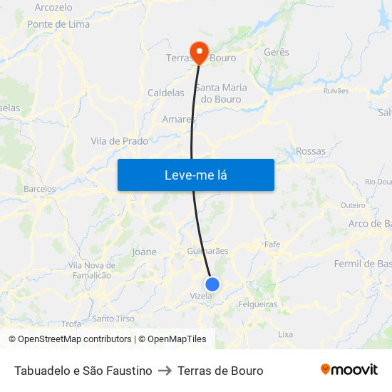 Tabuadelo e São Faustino to Terras de Bouro map