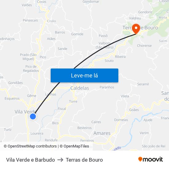 Vila Verde e Barbudo to Terras de Bouro map