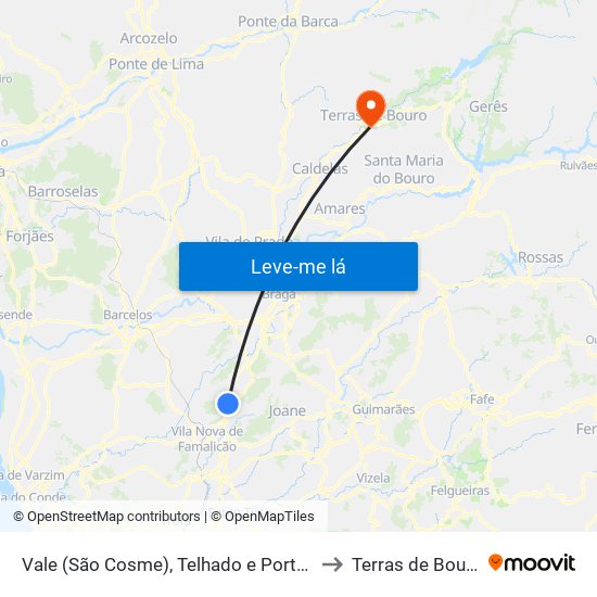 Vale (São Cosme), Telhado e Portela to Terras de Bouro map