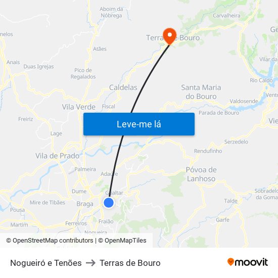 Nogueiró e Tenões to Terras de Bouro map