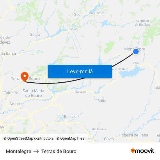 Montalegre to Terras de Bouro map