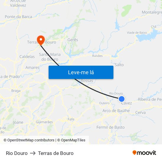 Rio Douro to Terras de Bouro map