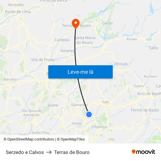 Serzedo e Calvos to Terras de Bouro map