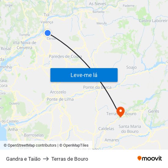 Gandra e Taião to Terras de Bouro map