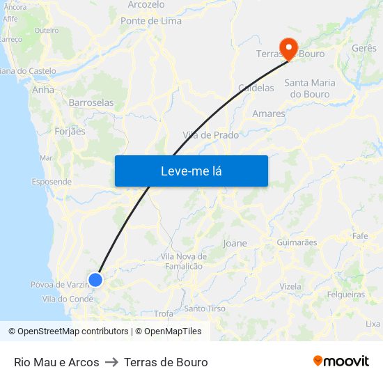 Rio Mau e Arcos to Terras de Bouro map