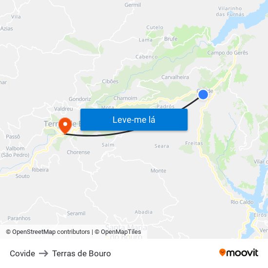 Covide to Terras de Bouro map