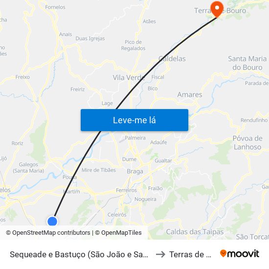 Sequeade e Bastuço (São João e Santo Estêvão) to Terras de Bouro map