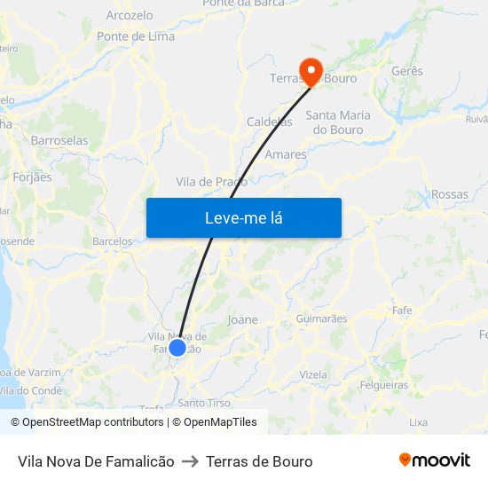 Vila Nova De Famalicão to Terras de Bouro map