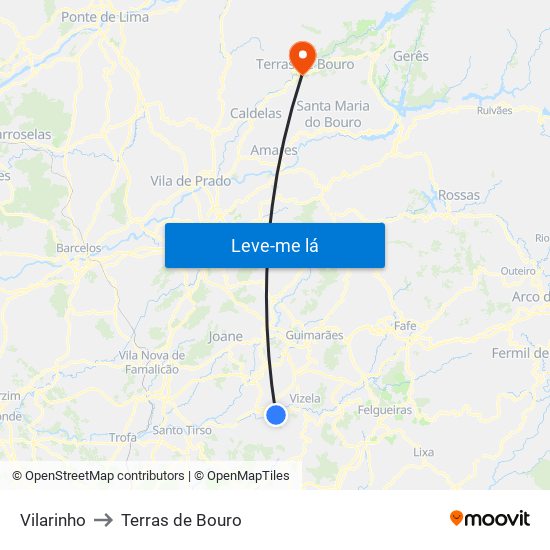 Vilarinho to Terras de Bouro map