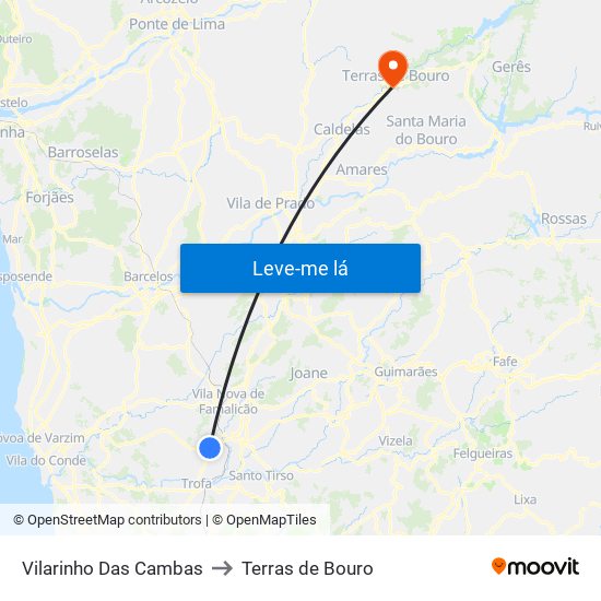 Vilarinho Das Cambas to Terras de Bouro map