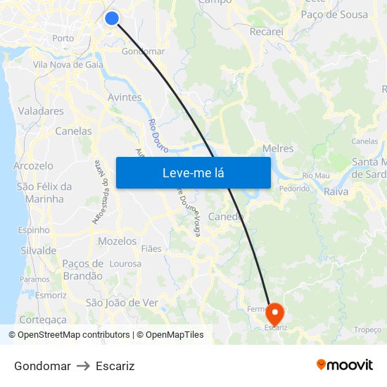 Gondomar to Escariz map