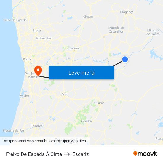 Freixo De Espada À Cinta to Escariz map