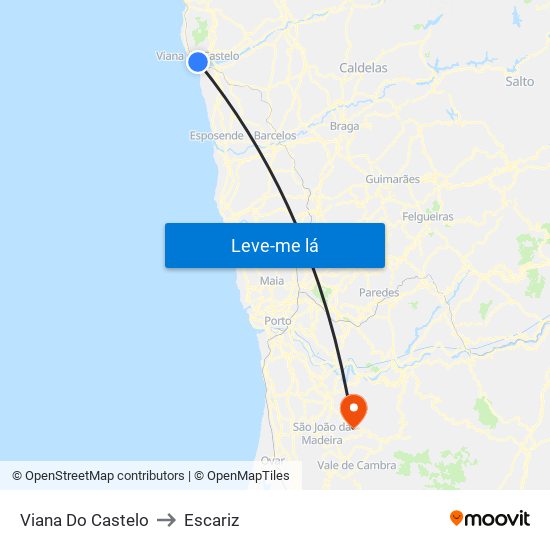Viana Do Castelo to Escariz map