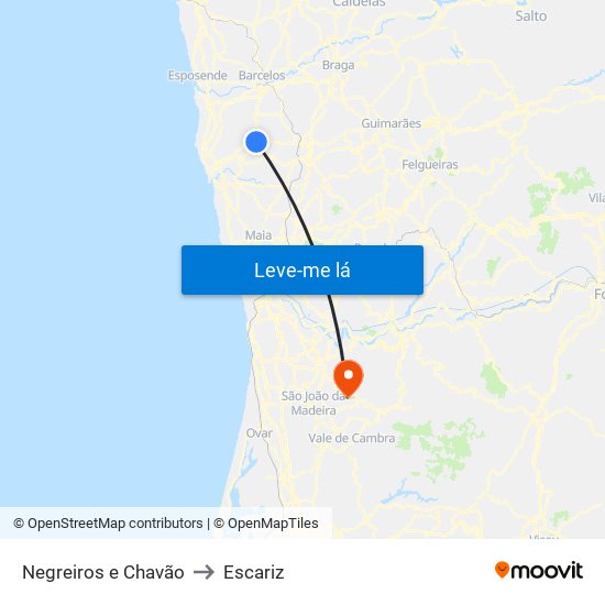 Negreiros e Chavão to Escariz map