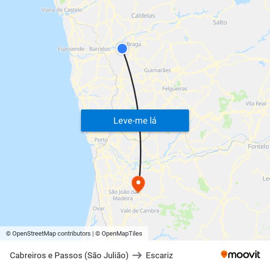 Cabreiros e Passos (São Julião) to Escariz map