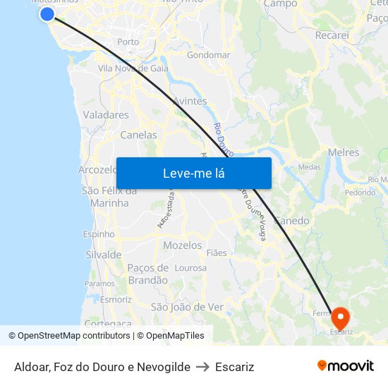 Aldoar, Foz do Douro e Nevogilde to Escariz map