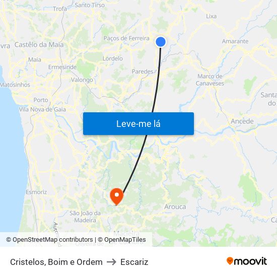 Cristelos, Boim e Ordem to Escariz map