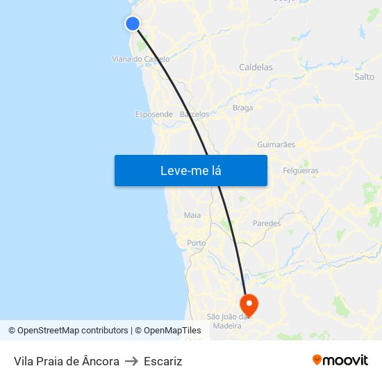 Vila Praia de Âncora to Escariz map