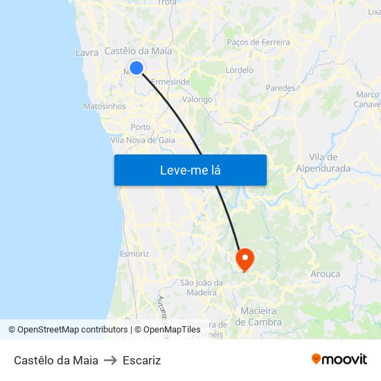 Castêlo da Maia to Escariz map