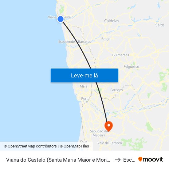 Viana do Castelo (Santa Maria Maior e Monserrate) e Meadela to Escariz map