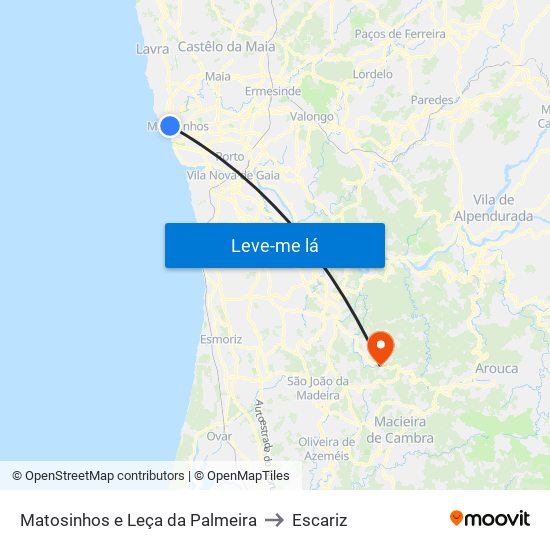 Matosinhos e Leça da Palmeira to Escariz map