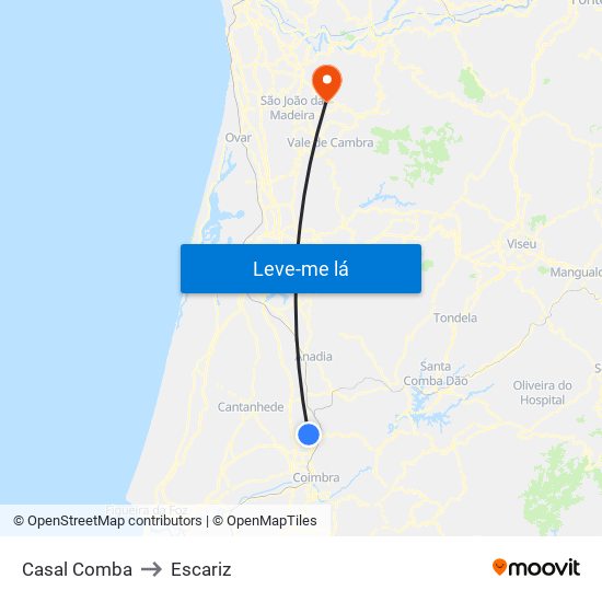 Casal Comba to Escariz map