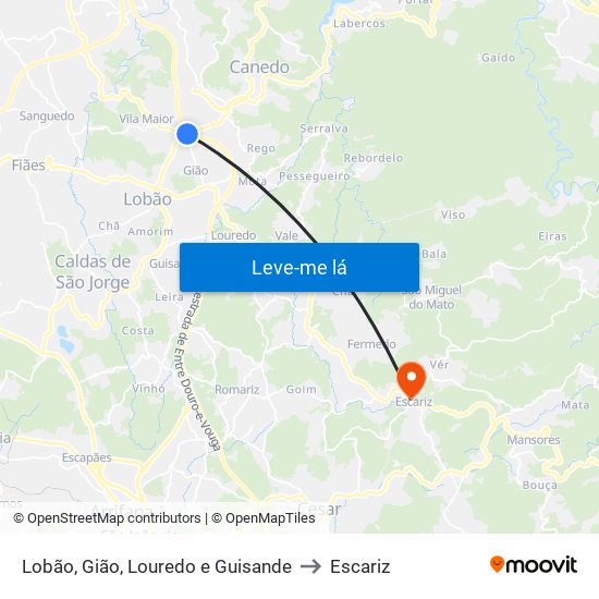 Lobão, Gião, Louredo e Guisande to Escariz map