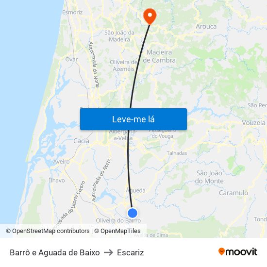 Barrô e Aguada de Baixo to Escariz map