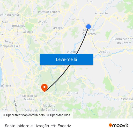 Santo Isidoro e Livração to Escariz map