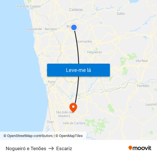 Nogueiró e Tenões to Escariz map