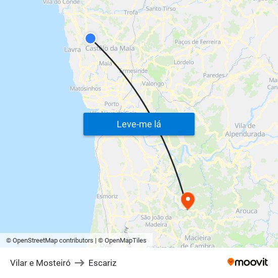 Vilar e Mosteiró to Escariz map