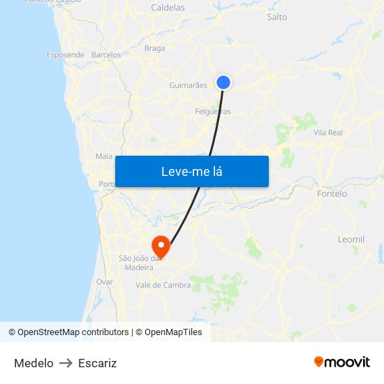 Medelo to Escariz map
