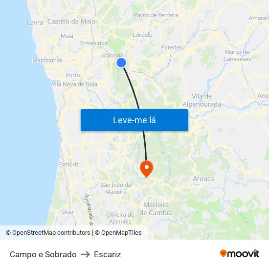 Campo e Sobrado to Escariz map