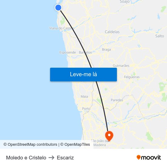 Moledo e Cristelo to Escariz map