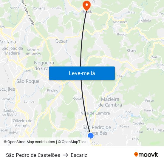 São Pedro de Castelões to Escariz map