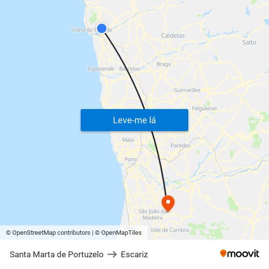 Santa Marta de Portuzelo to Escariz map