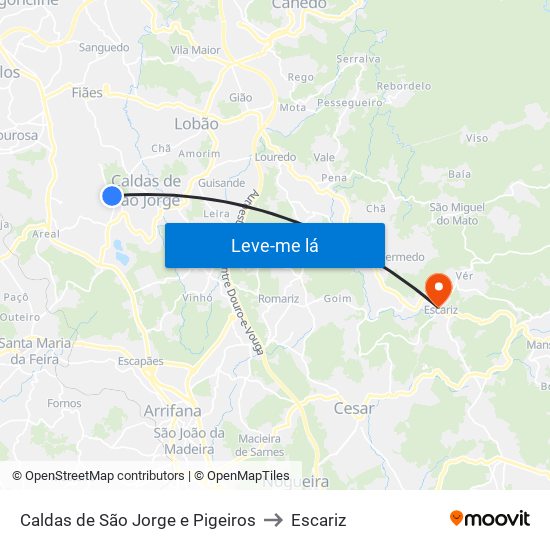 Caldas de São Jorge e Pigeiros to Escariz map