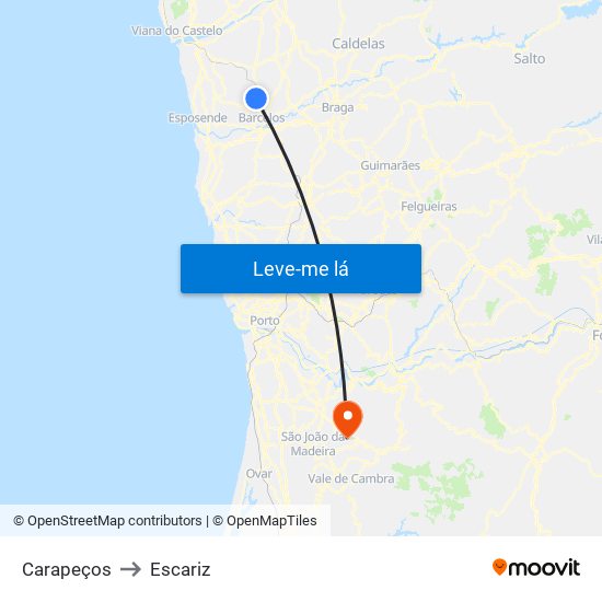 Carapeços to Escariz map