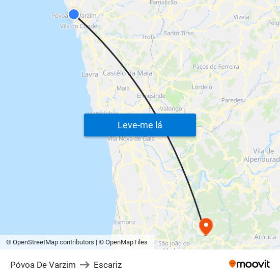 Póvoa De Varzim to Escariz map