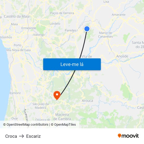 Croca to Escariz map