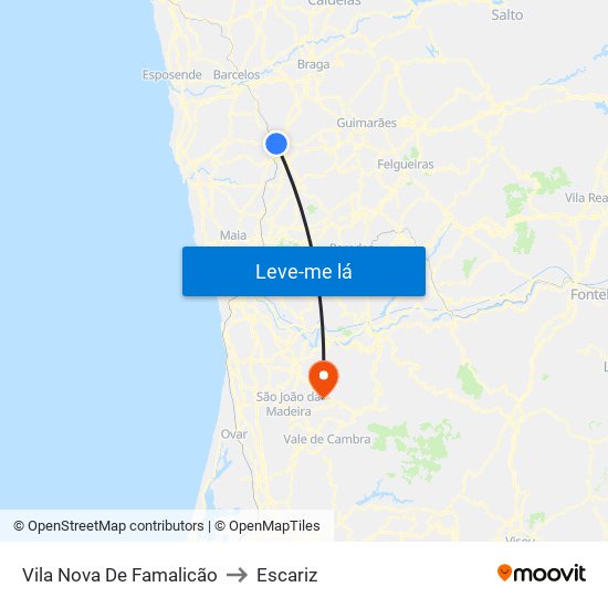 Vila Nova De Famalicão to Escariz map