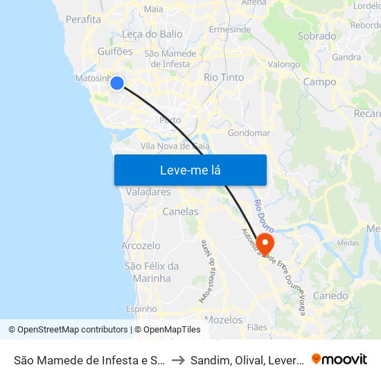 São Mamede de Infesta e Senhora da Hora to Sandim, Olival, Lever e Crestuma map