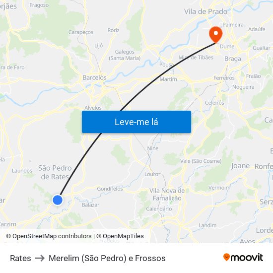 Rates to Merelim (São Pedro) e Frossos map